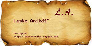 Lesko Anikó névjegykártya